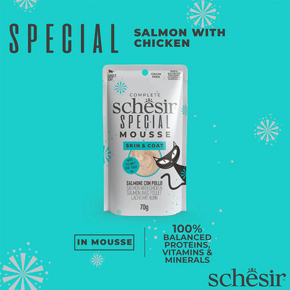 Schesir Skin & Coat Zalm met Kip Mousse 70g