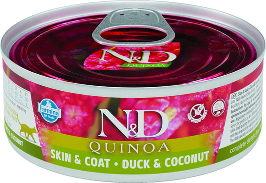 N&amp;D Quinoa Cat Wet Food Cats Skin and Coat Duck 80 gr.