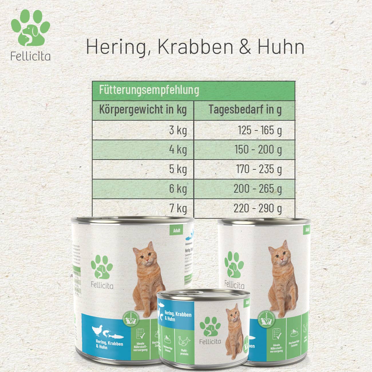 Fellicita - Herring, Crab &amp; Chicken Pure - Premium Cat Wet Food 200 g
